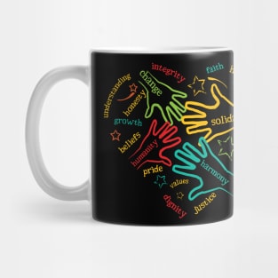 Human and Civil Rights Values Heart Shaped Mug